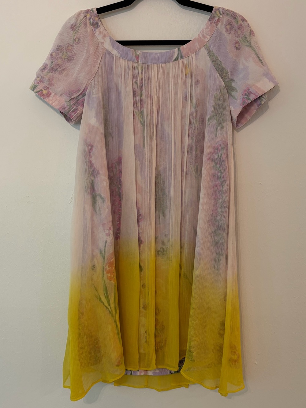 Anthropologie HD in Paris Floral Ombre Yellow Hem Dress Size 4
